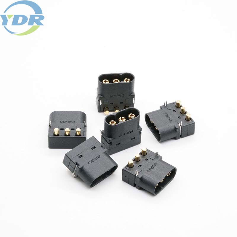 MR60PW-M Hitam Lurus 180 Darjah Bateri Penyambung Pengepala Pin PCB 3Pin